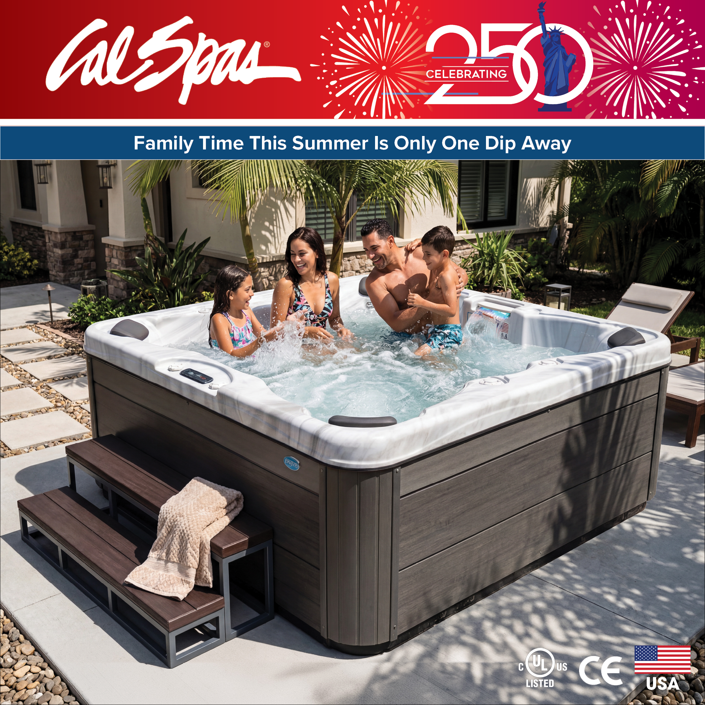 Calspas hot tub being used in a family setting - Rehoboth